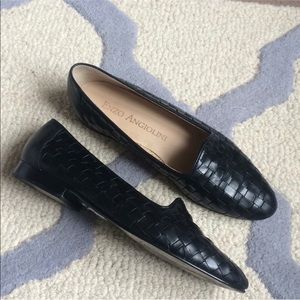 Enzo Angiolini - Black Basket Weave Loafers.